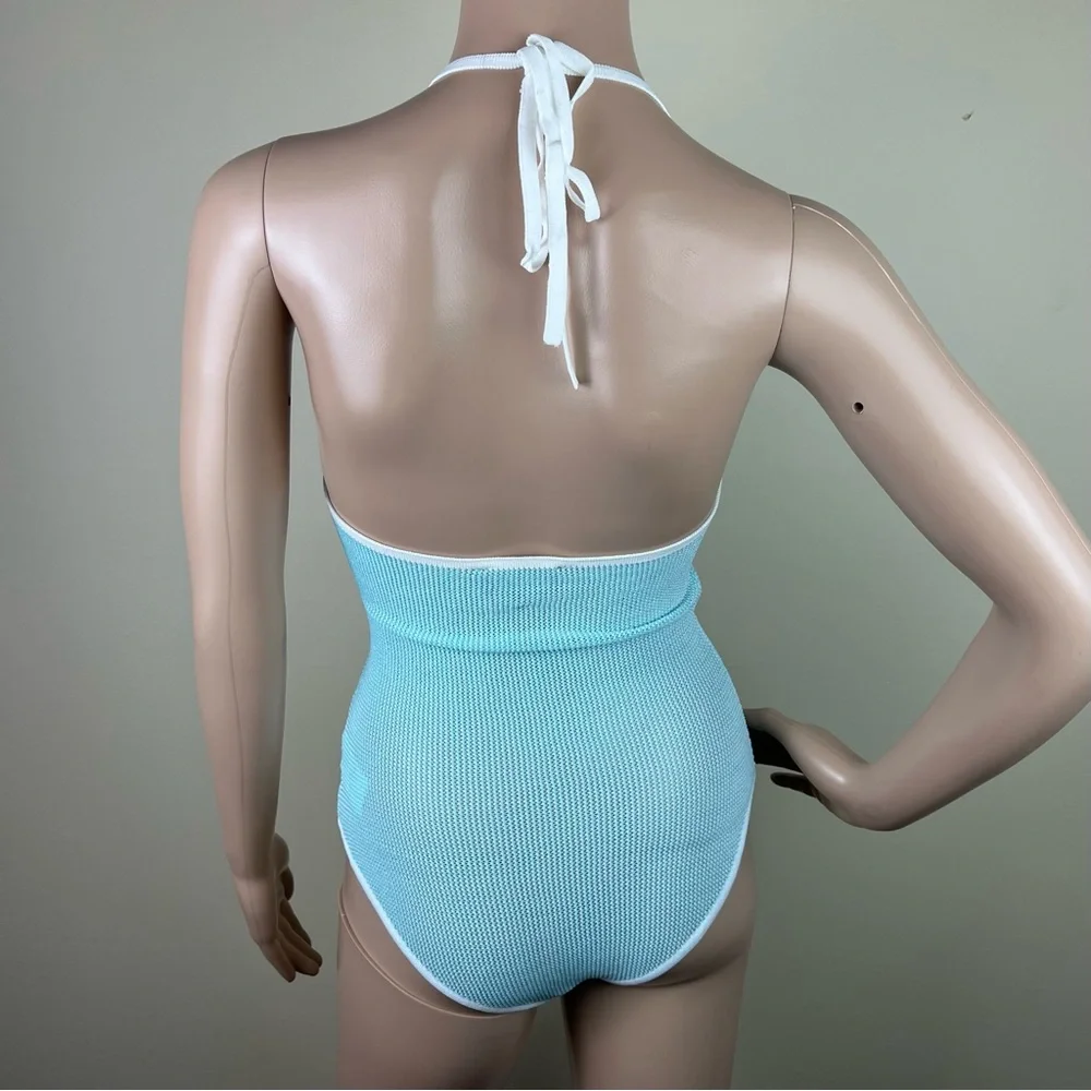 BARDOT BLUE HALTER NECK BODYSUIT - Picture 6 of 7